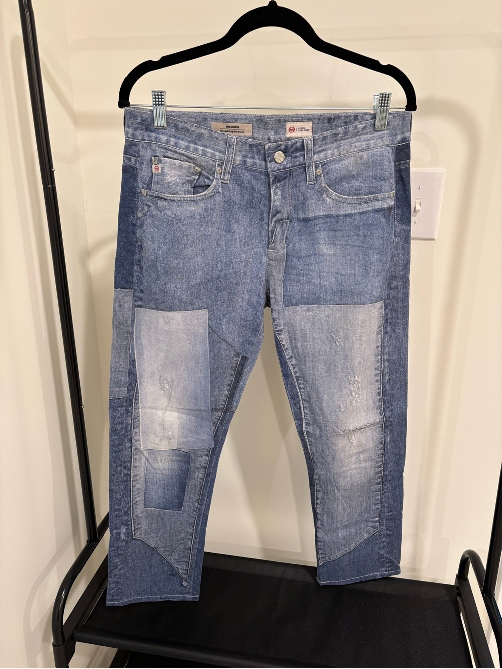 Ag Adriano Goldschmied Patchwork Blue Boyfriend Jeans